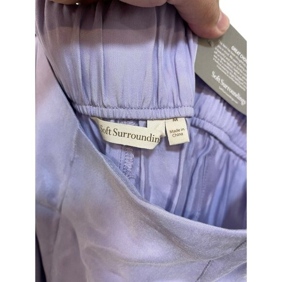 Soft Surroundings Wide Leg Pants Purple Lavender Flowy Full Length NWT Medium - Picture 5 of 10